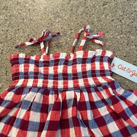 CAT & JACK Plaid 4th of July Dress *NEW* - Picture 3 of 7